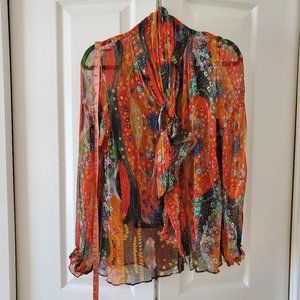 Nikasha flowy top; size Small; orange blend